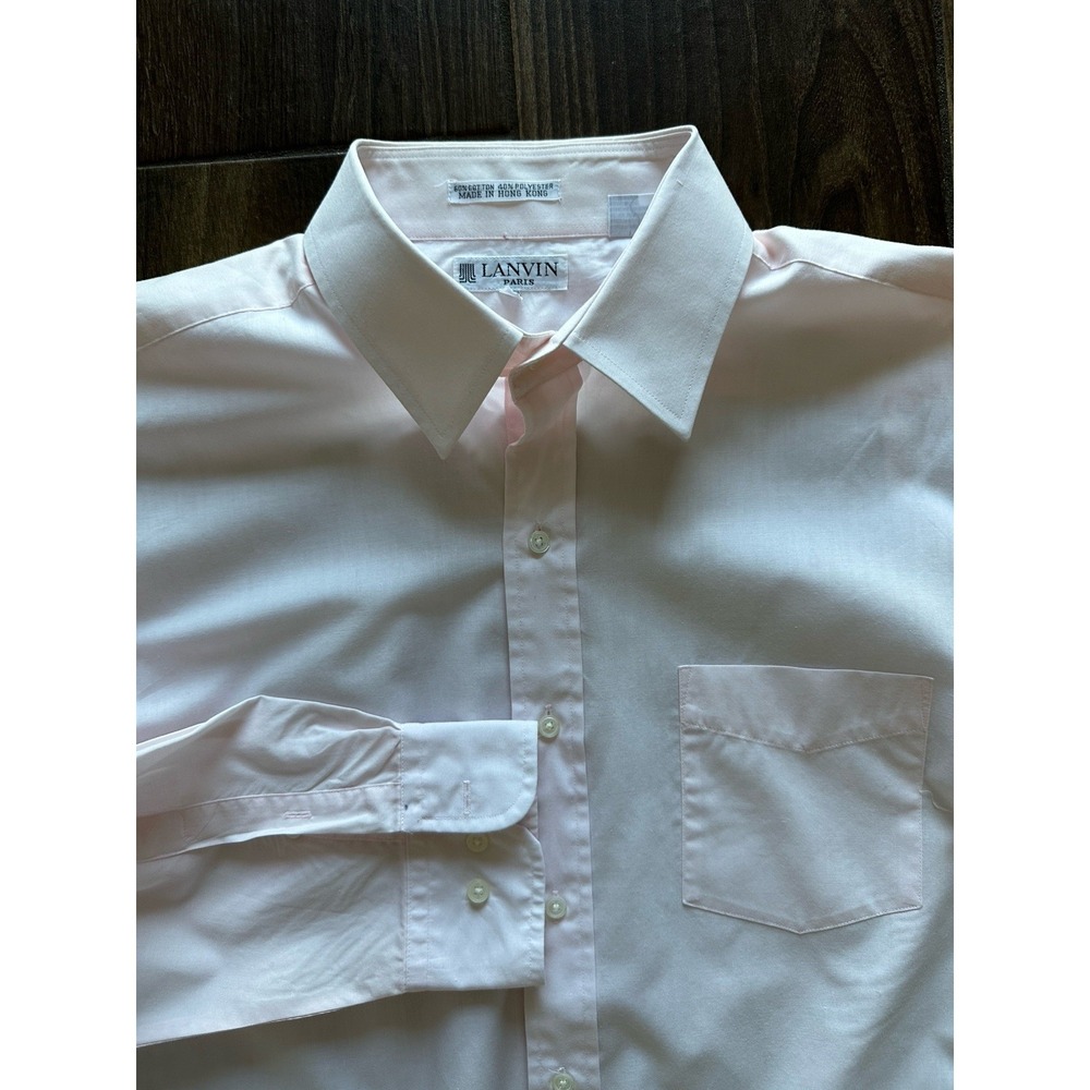 Lanvin Paris‎ Mens Dress Shirt Light Pink Long Sleeve Button Down 17 32/33
